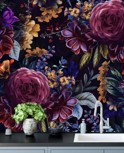 mörklila och rosa blomma tapeter mörklila och rosa blomma tapeter