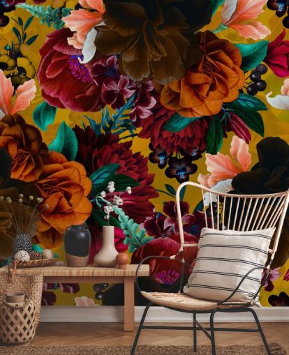 papier peint de fleurs tropicales colorées papier peint de fleurs tropicales colorées