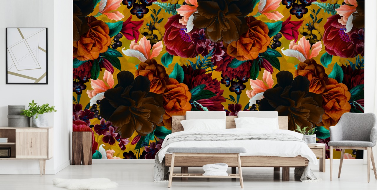 carta da parati con fiori tropicali carta da parati con fiori tropicali