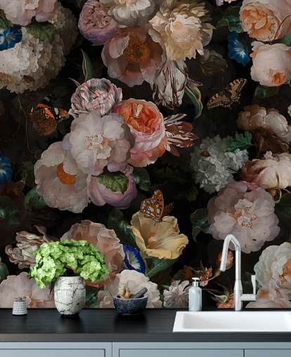 papier peint à fleurs sépia effet antique papier peint à fleurs sépia effet antique