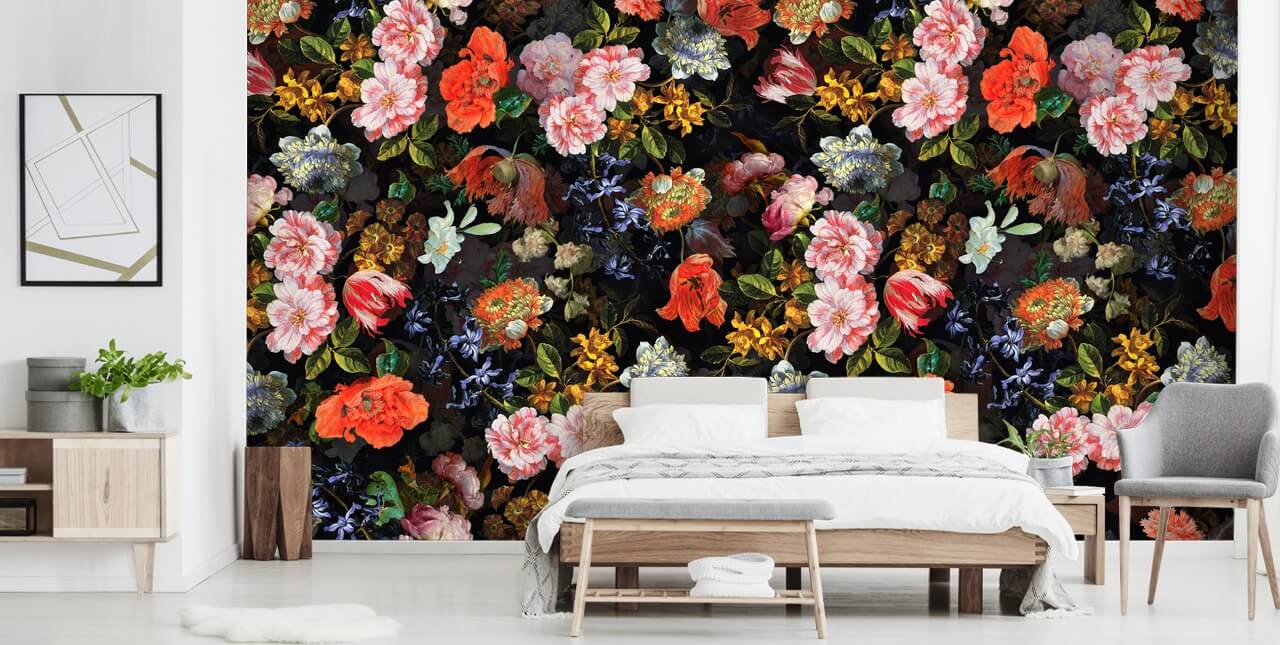 mix of colourful flowers wallpaper