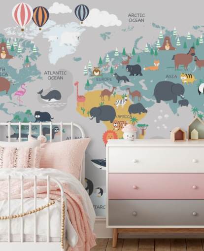 kinder dieren kaart behang kinder dieren kaart behang