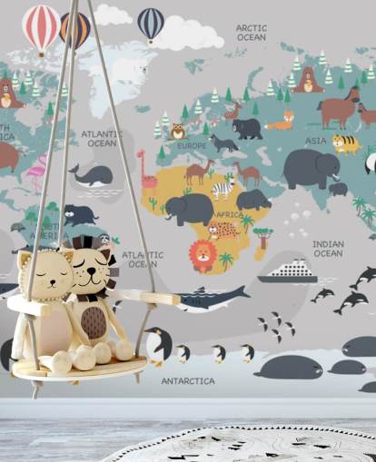 carta da parati con mappa animale per bambini carta da parati con mappa animale per bambini