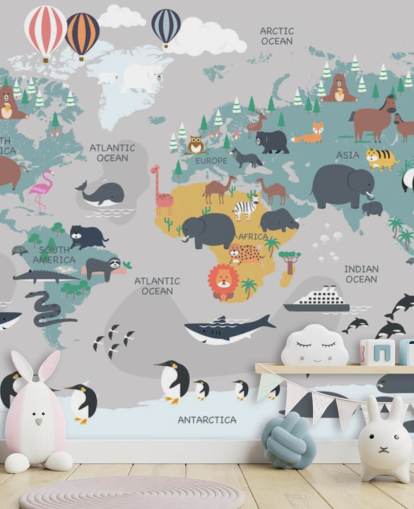 childrens animal map wallpaper childrens animal map wallpaper