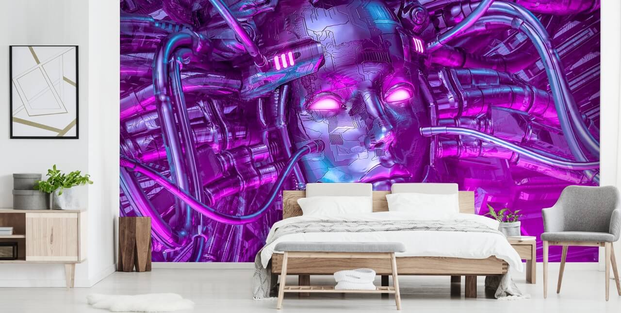 purple robot woman wallpaper