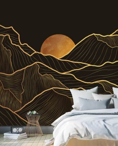 black and gold mountain line art wallpaper black and gold mountain line art wallpaper