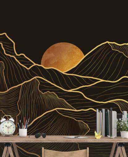 black and gold mountain line art wallpaper black and gold mountain line art wallpaper