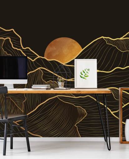 black and gold mountain line art wallpaper black and gold mountain line art wallpaper