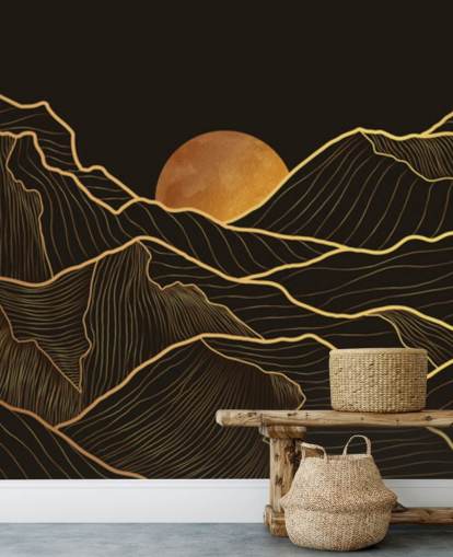 black and gold mountain line art wallpaper black and gold mountain line art wallpaper