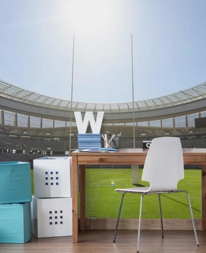 brillante mural de papel pintado de rugby personalizado llamado Sunny Rugby Stadium para dormitorio de niños brillante mural de papel pintado de rugby personalizado llamado Sunny Rugby Stadium para dormitorio de niños