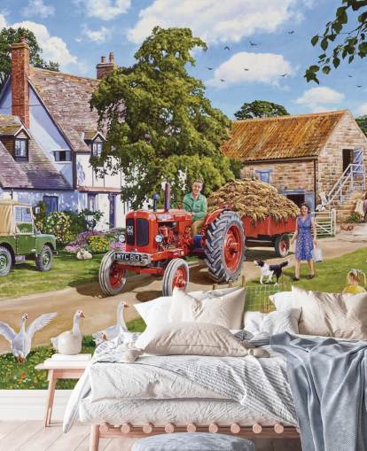 farmyard with geese and ducks wallpaper farmyard with geese and ducks wallpaper