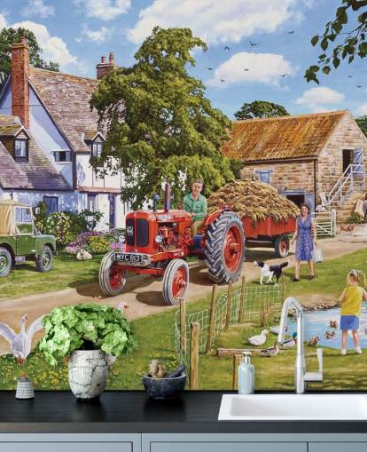 farmyard with geese and ducks wallpaper farmyard with geese and ducks wallpaper