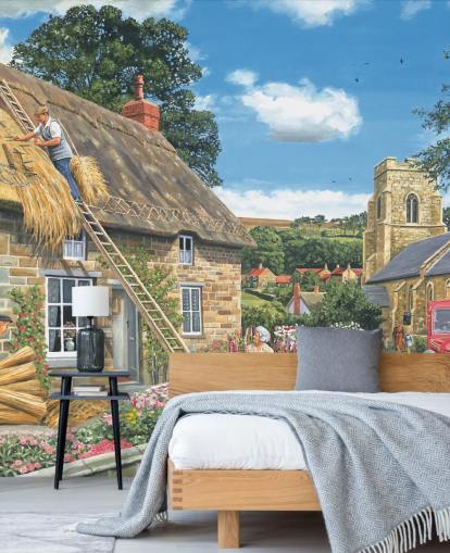 builders making a thatched cottage roof wallpaper builders making a thatched cottage roof wallpaper