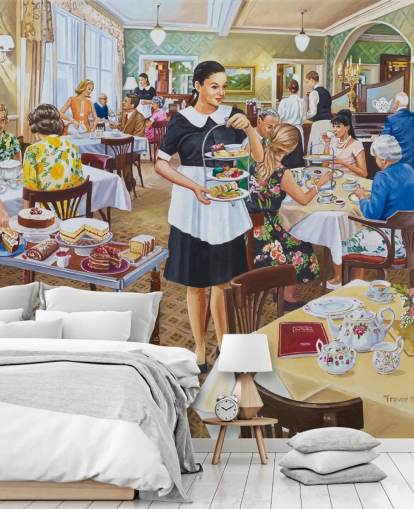 traditionel tesalon, der serverer eftermiddagste tapet traditionel tesalon, der serverer eftermiddagste tapet