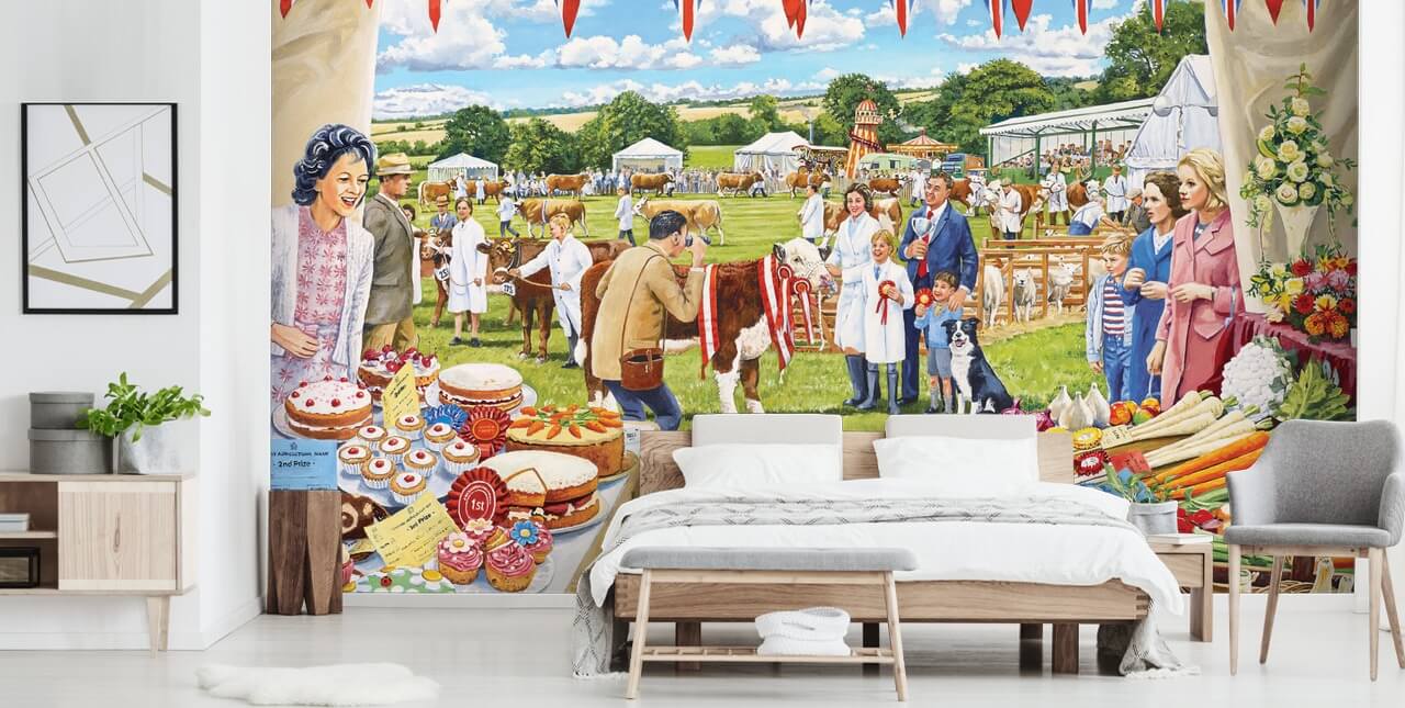 boeren tonen tent behang