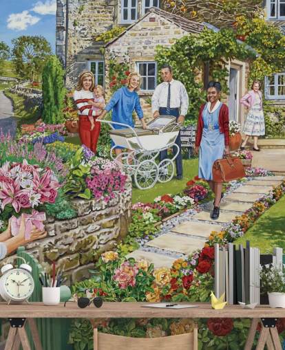 happy scene of new mum at cottage wallpaper happy scene of new mum at cottage wallpaper