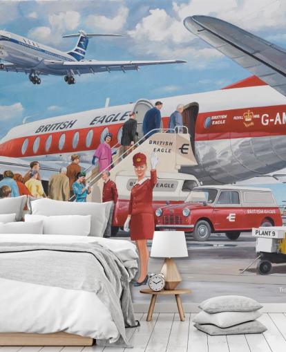 red air hostess waving by plane wallpaper red air hostess waving by plane wallpaper