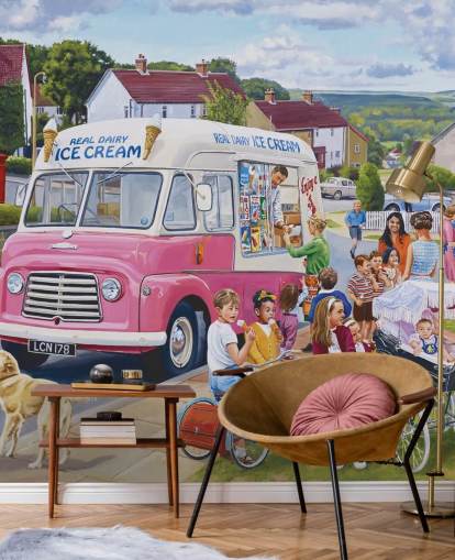 Ice Cream Van Vintage Style Baggrund Ice Cream Van Vintage Style Baggrund