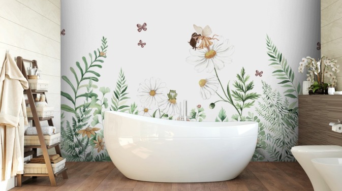 illustrated growing flowers with fairies wallpaper 