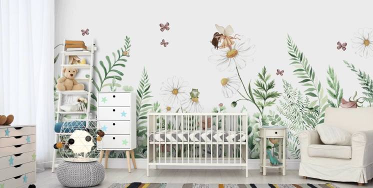 illustrated growing flowers with fairies wallpaper 