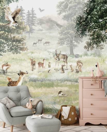 illustrated woodland and creatures wallpaper for kids bedroom illustrated woodland and creatures wallpaper for kids bedroom