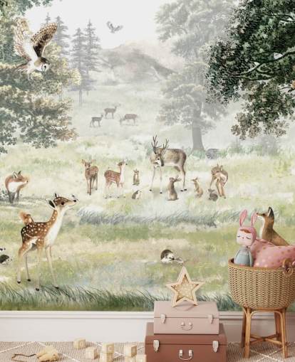 illustrated woodland and creatures wallpaper for kids bedroom illustrated woodland and creatures wallpaper for kids bedroom
