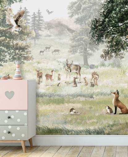 illustrated woodland and creatures wallpaper for kids bedroom illustrated woodland and creatures wallpaper for kids bedroom