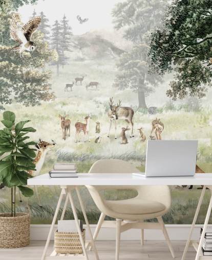 illustrated woodland and creatures wallpaper for kids bedroom illustrated woodland and creatures wallpaper for kids bedroom