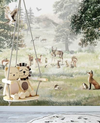illustrated woodland and creatures wallpaper for kids bedroom illustrated woodland and creatures wallpaper for kids bedroom