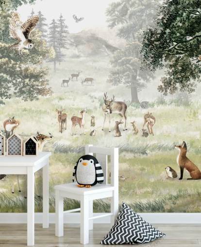 illustrated woodland and creatures wallpaper for kids bedroom illustrated woodland and creatures wallpaper for kids bedroom
