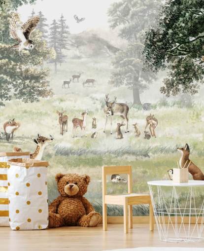 illustrated woodland and creatures wallpaper for kids bedroom illustrated woodland and creatures wallpaper for kids bedroom