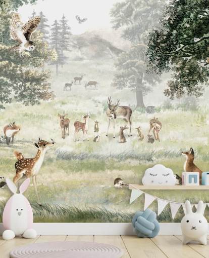 illustrated woodland and creatures wallpaper for kids bedroom illustrated woodland and creatures wallpaper for kids bedroom