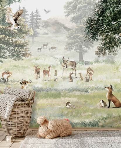 illustrated woodland and creatures wallpaper for kids bedroom illustrated woodland and creatures wallpaper for kids bedroom