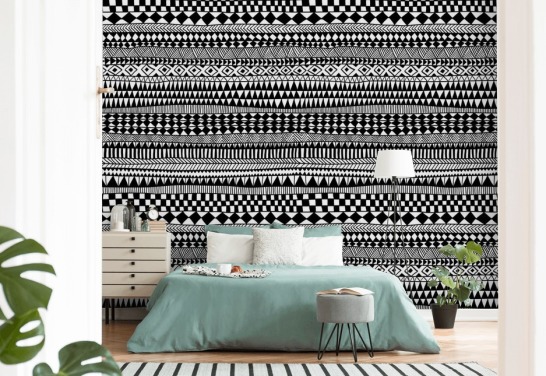 horizontale zwart-witte lijnen van patroonbehang