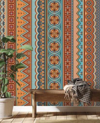 terracotta, turquoise tribal pattern wallpaper terracotta, turquoise tribal pattern wallpaper