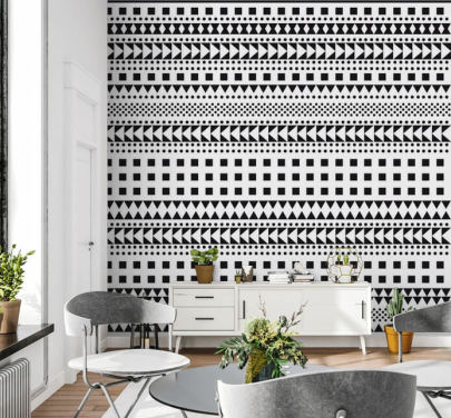 zwart-wit ingewikkeld patroon behang