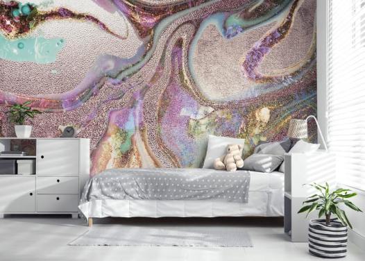 lilac, pink, gold geode wallpaper