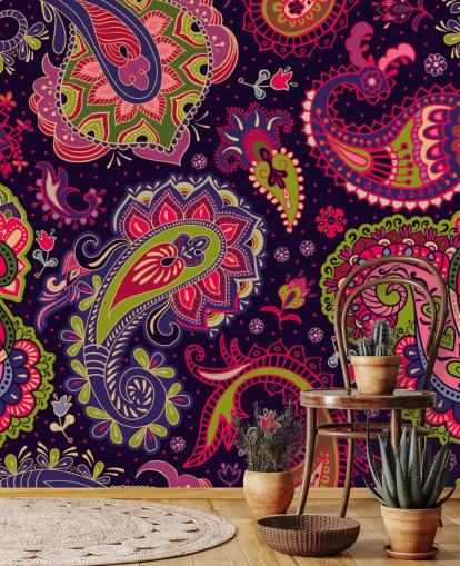 Green and Pink Pattern Paisley Wallpaper Green and Pink Pattern Paisley Wallpaper
