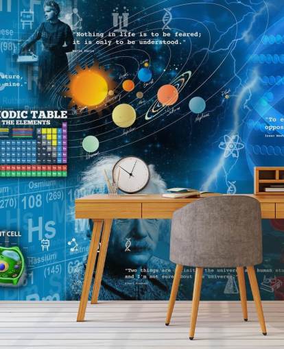 mural de papel pintado educativo azul llamado Amazing Science, personalizable en Wallsauce para escuelas mural de papel pintado educativo azul llamado Amazing Science, personalizable en Wallsauce para escuelas