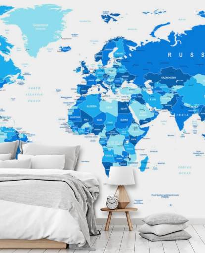 Detailed World Map Wallpaper Mural Detailed World Map Wallpaper Mural