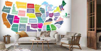 USA:n kartta Seinämaalaus USA:n kartta Taustakuva | Wallsauce FI