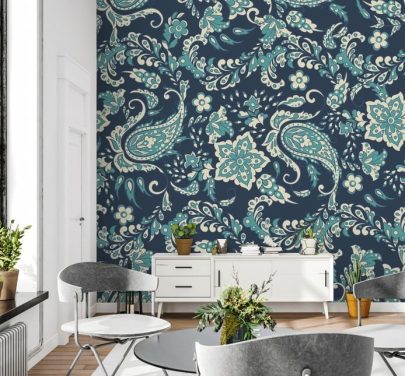 blå paisley tapet