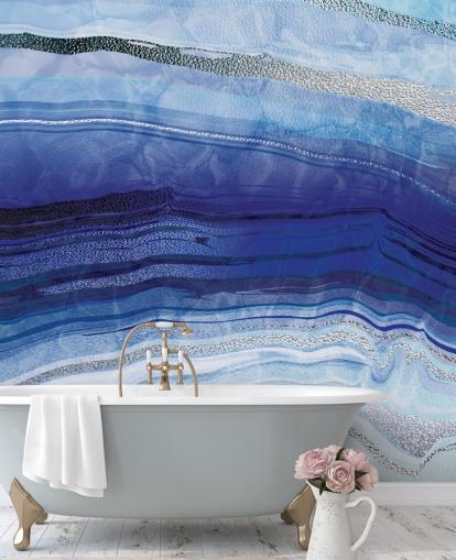 mørkeblå, lyseblå og sølv geode tapet mørkeblå, lyseblå og sølv geode tapet