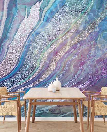 papel pintado efecto geoda púrpura, azul y plata papel pintado efecto geoda púrpura, azul y plata