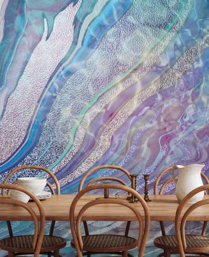 paars, blauw en zilver geode effect behang paars, blauw en zilver geode effect behang