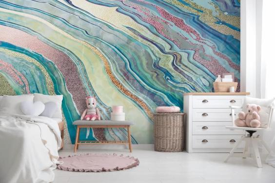 blue and pink marble effect wallpaper