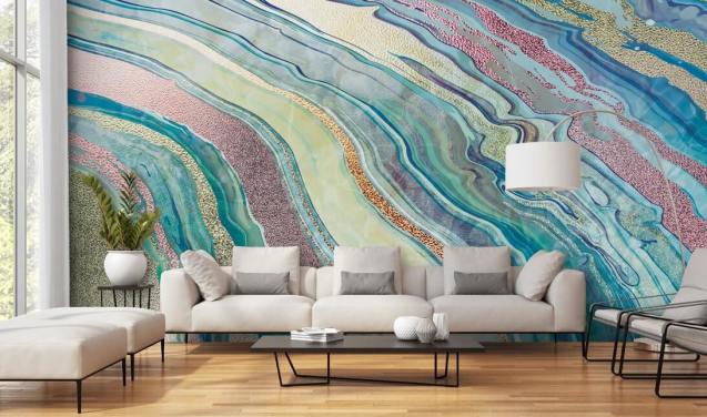 blue and pink marble effect wallpaper