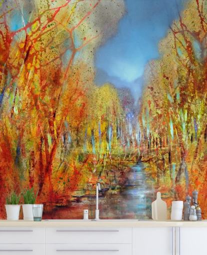 apelsinmålade träd tapet apelsinmålade träd tapet