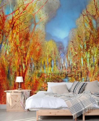 apelsinmålade träd tapet apelsinmålade träd tapet