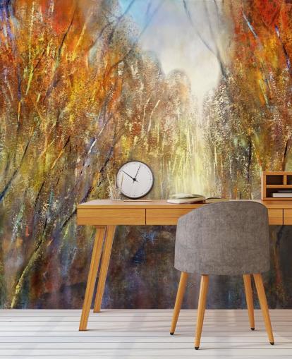 papier peint arbres d'automne jaune et orange papier peint arbres d'automne jaune et orange